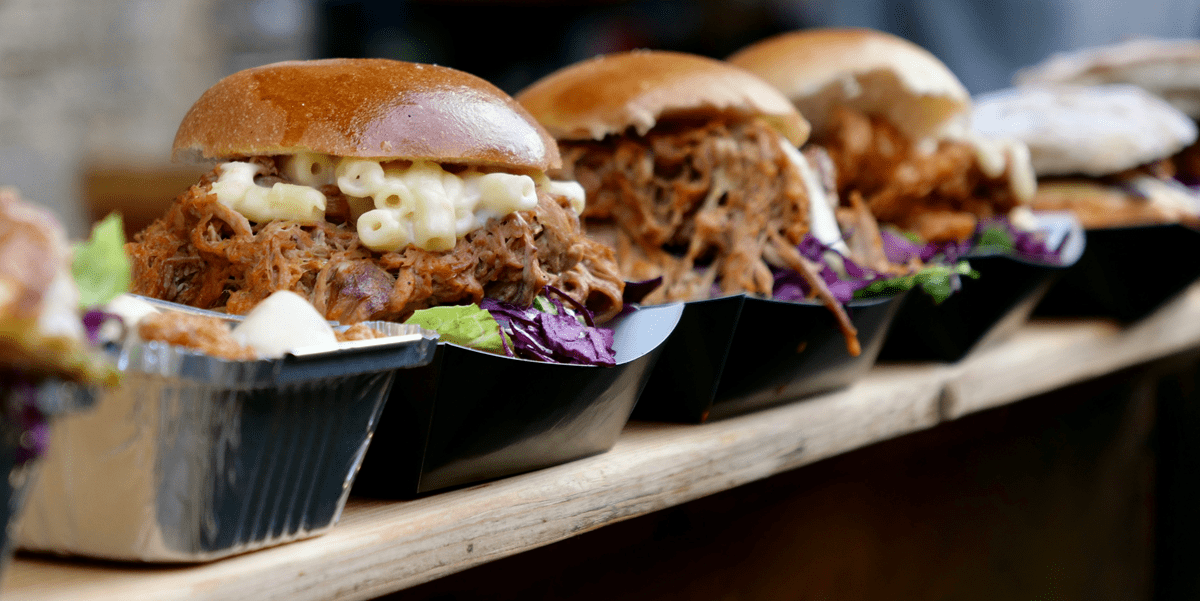 Boxed luncheon catering by AHEAD Catering featuring individually packed BBQ meals in Shreveport, Louisiana.